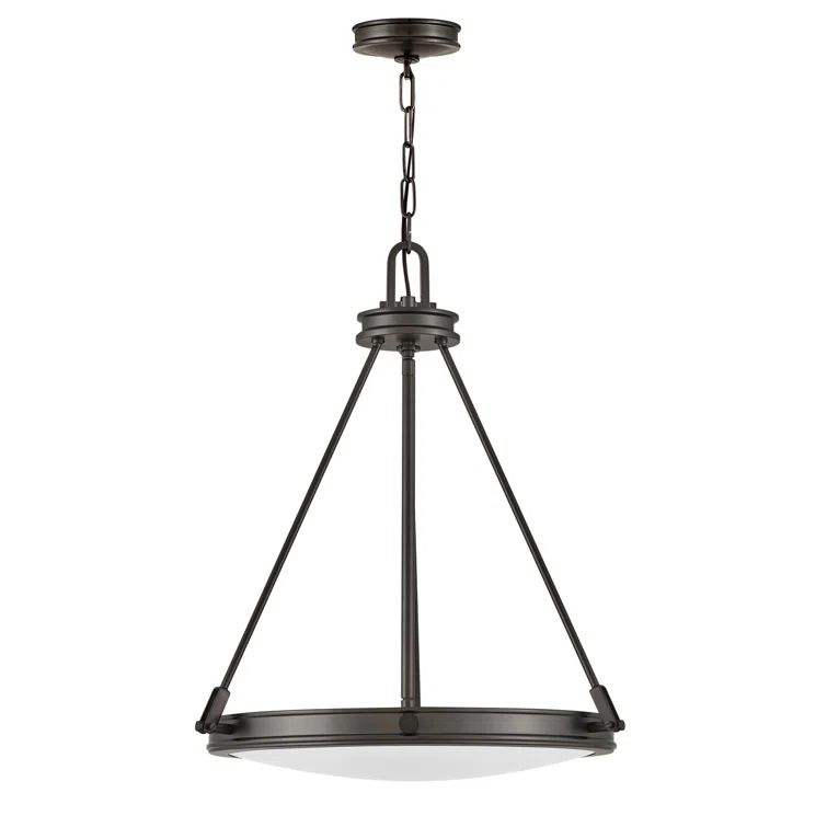 Matte Black 4-Light Etched Glass Pendant