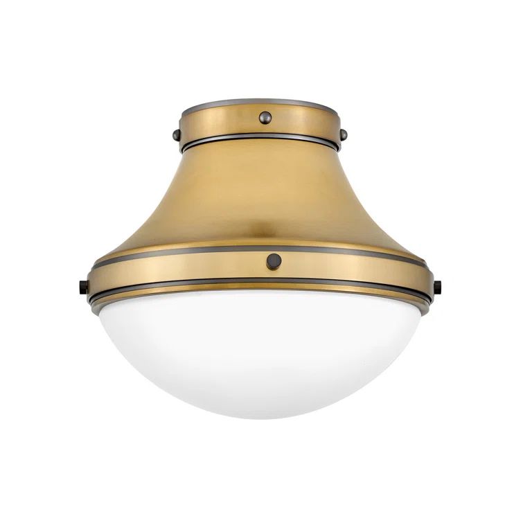 Oliver Heritage Brass and Black Oxide LED Flush Mount with Etched Opal Glass