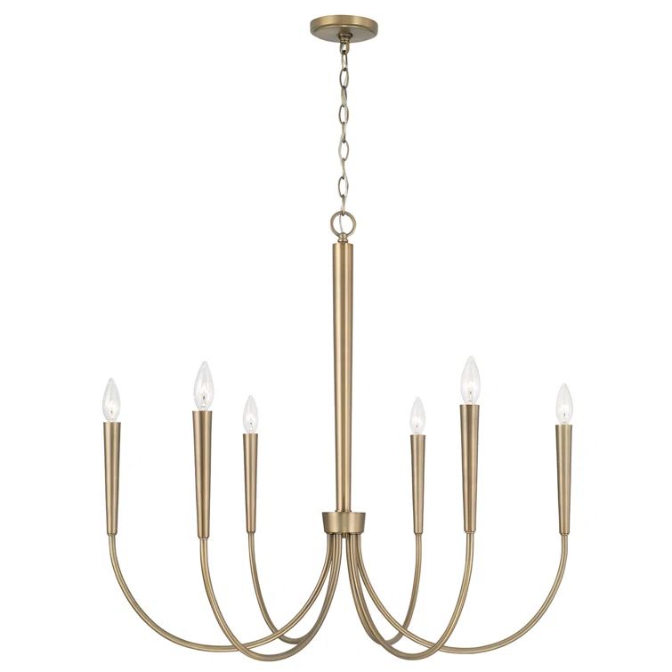 Elegant Aged Brass 6-Light Traditional Taper Candle Chandelier