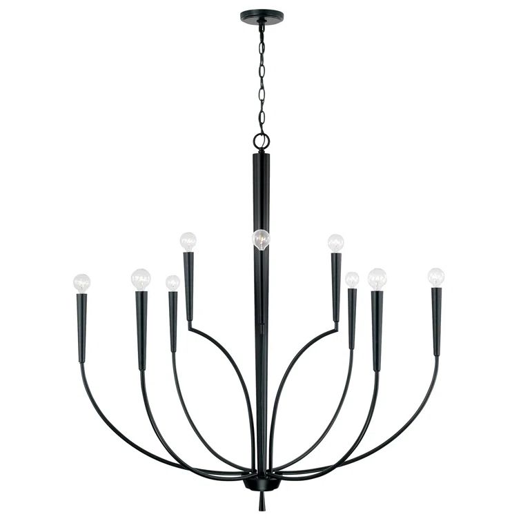 Holden Matte Black 10-Light Tapered Candle Chandelier