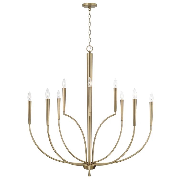 Elegant Aged Brass 10-Light Chandelier with Tapered Candle Sleeves