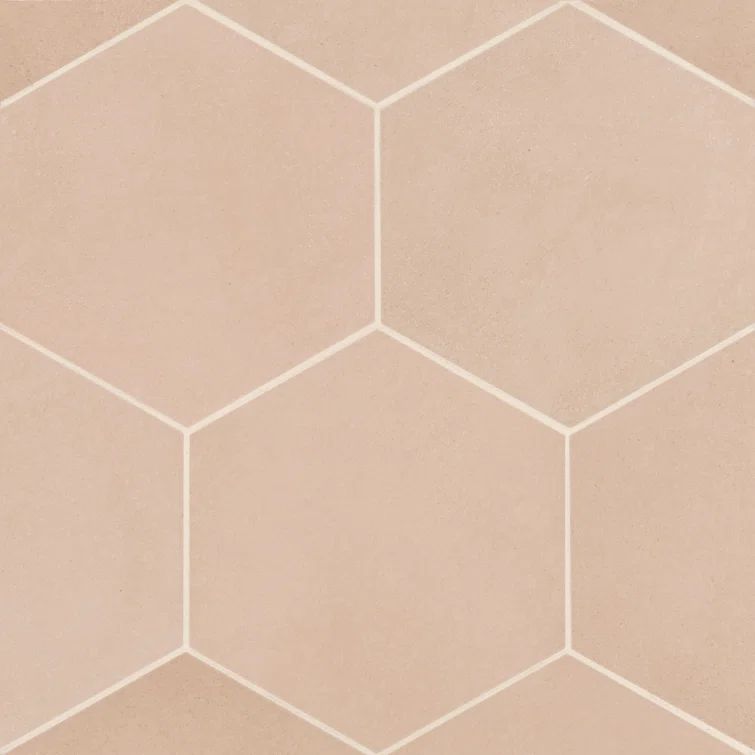 Momoiro Blush Matte Hexagon Porcelain Tile, 11.5" x 10"