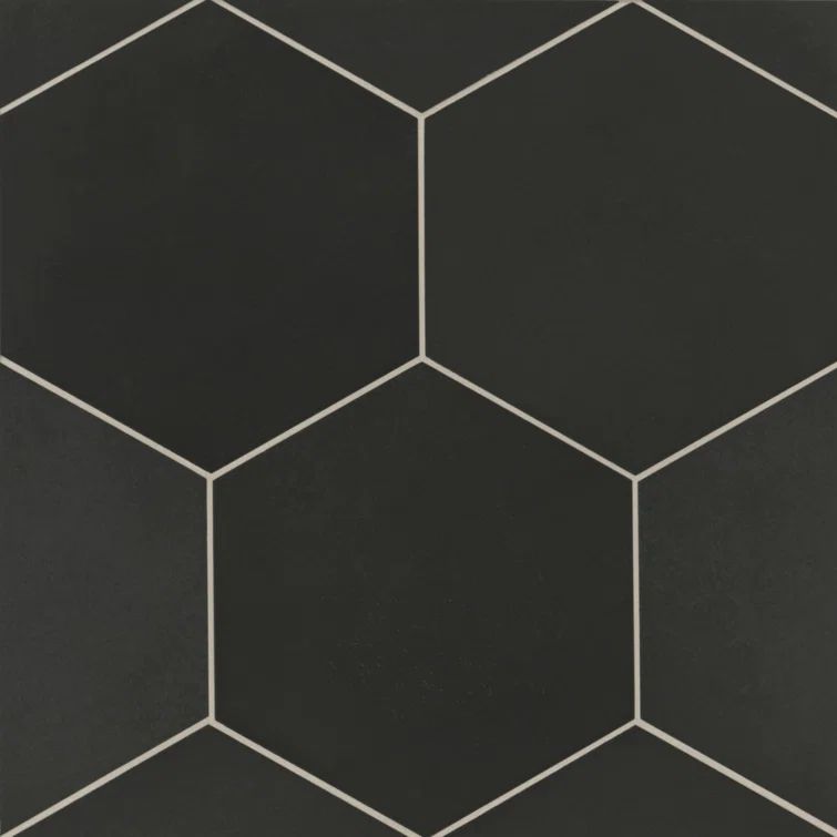 Makoto Matte Black Hexagon Porcelain Tile 11.5" x 10"