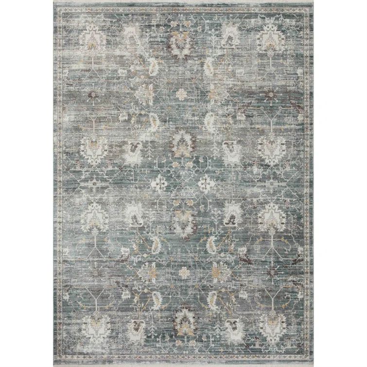 Lagoon & Ivory Synthetic Rectangular Rug 5'3" x 7'6"