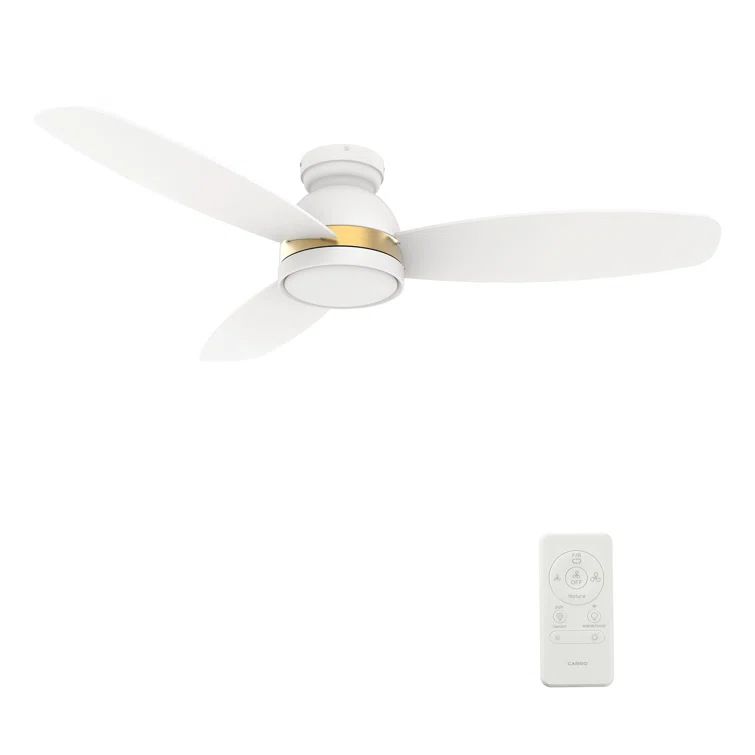 White and Gold 52" Smart Ceiling Fan with LED Light and Remote