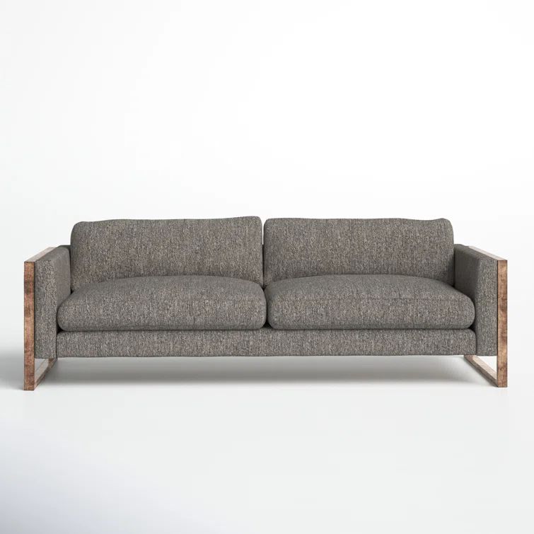 Arden Charcoal 97" Track Arm Sofa with Distressed Natural Frame