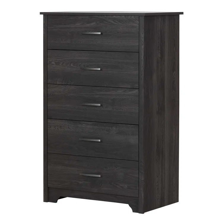 Gray Oak 31'' Vertical 5-Drawer Dresser with Metal Handles
