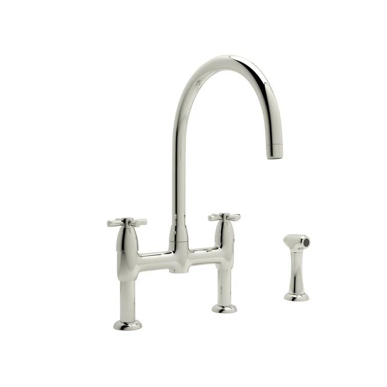 Polished Nickel Double Handle Deck Mounted Kitchen Faucet