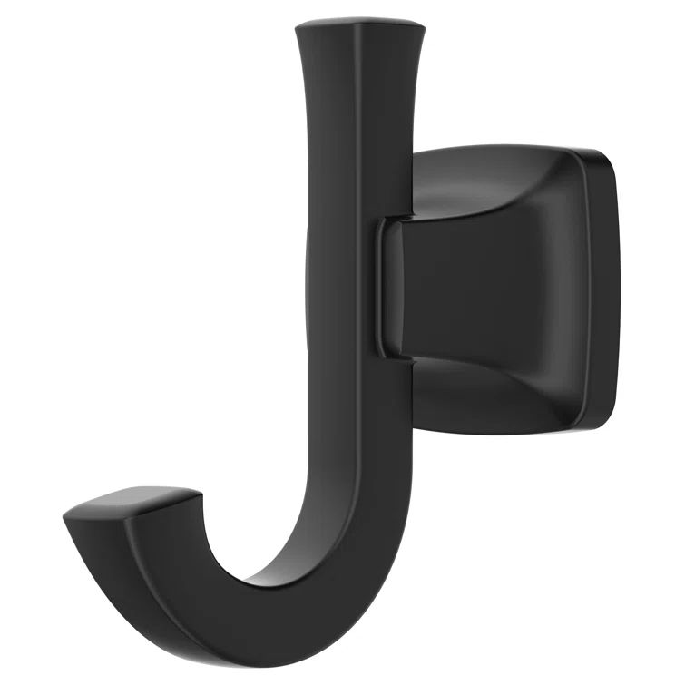 Matte Black Double Metal Robe Hook with Adjustable Install