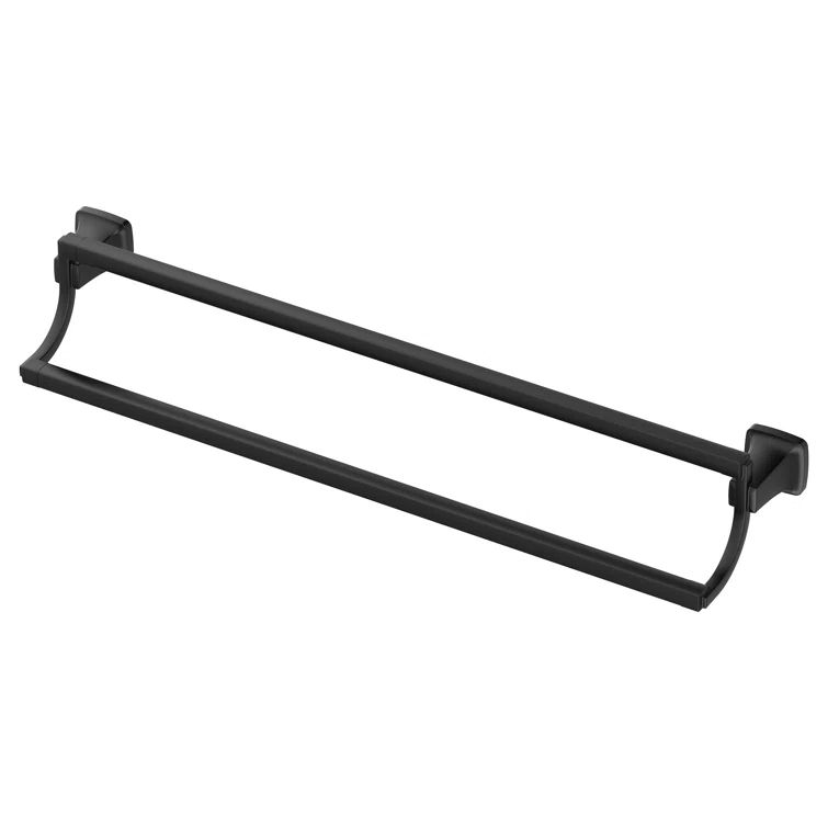 Townsend Matte Black 24-Inch Double Wall Mounted Towel Bar