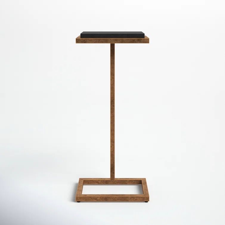 Richwood Black Stone Top 10"x23" Metal Frame Accent Table