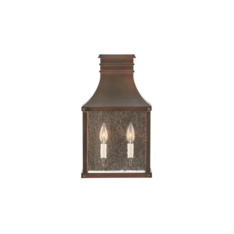 Beacon Hill 2-Light Outdoor Wall Lantern in Blackened Copper with Clear Seedy Glass