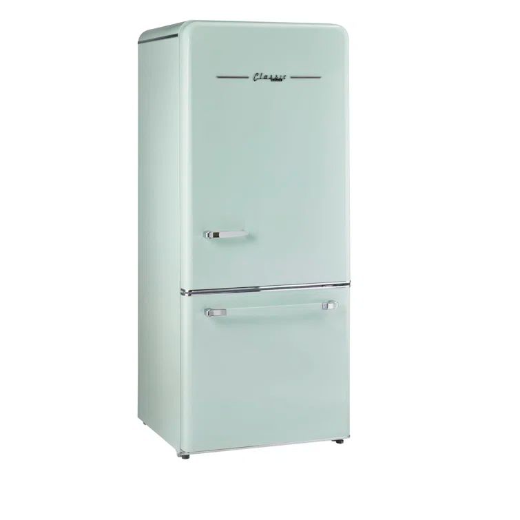 Summer Mint Green 18 Cu. Ft. Bottom Freezer Refrigerator with Ice Maker