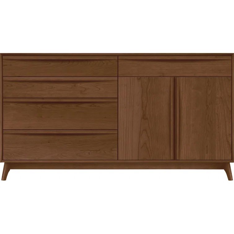Catalina 66'' Natural Cherry Walnut Sideboard with Drawers and Cabinets