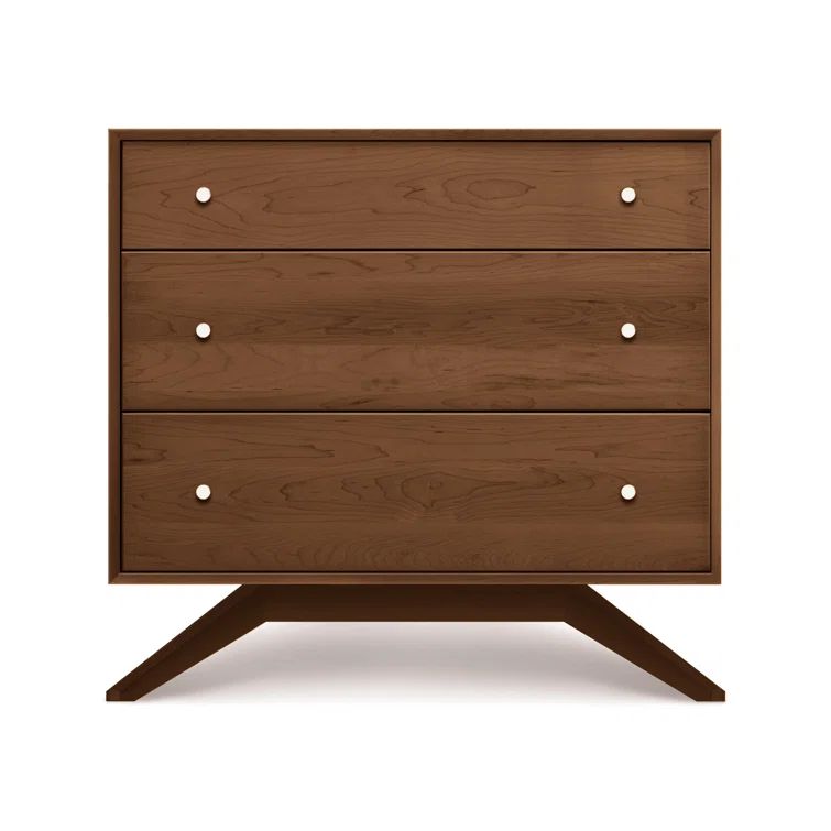 Astrid Saddle Cherry Maple 3-Drawer Dresser with Silver Handles