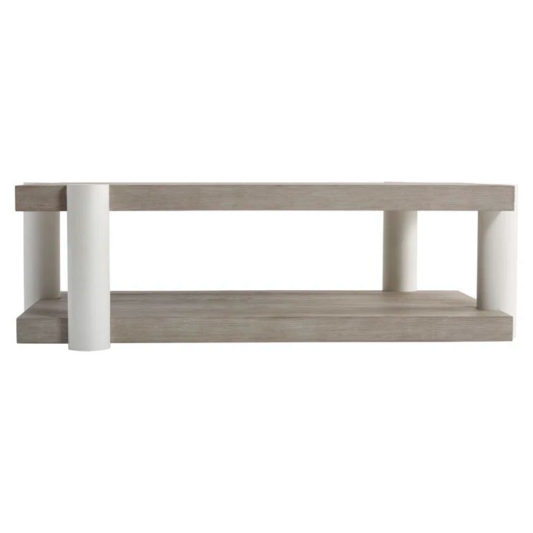Contemporary Beige Pine Wood Geometric Coffee Table