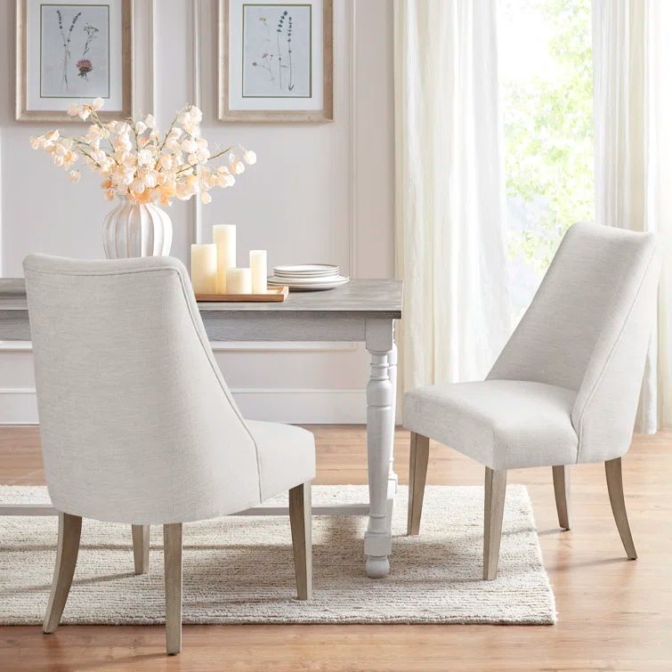 Ivory Upholstered High Back Parsons Dining Chairs Set of 2