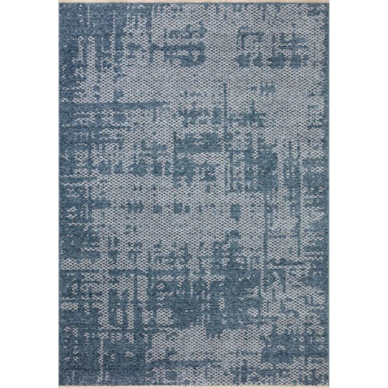 Denim and Dove Rectangular Stain-Resistant Viscose Rug