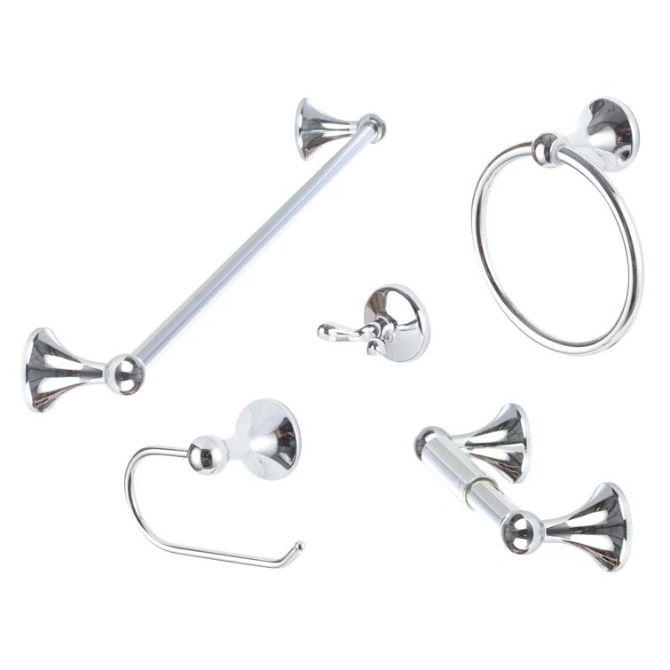 Polished Chrome 4-Piece Metal Bathroom Hardware Set