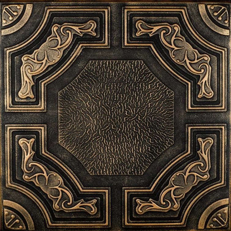 Black Gold Faux Tin Glue-Up Ceiling Tile Set