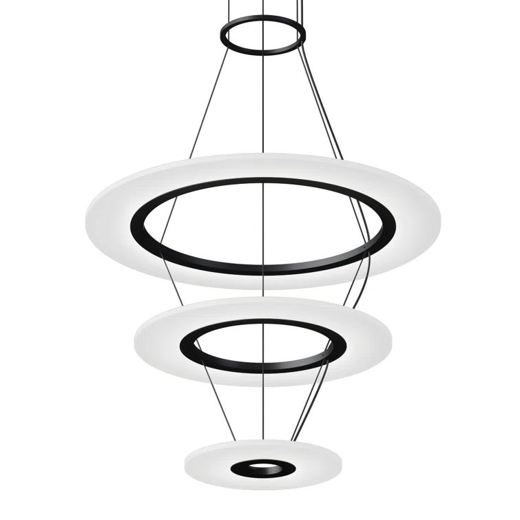 Modern Satin Black Aluminum LED Tiered Chandelier
