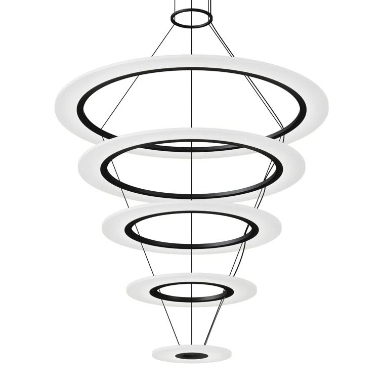 Arctic Rings Contemporary Black Aluminum LED Chandelier