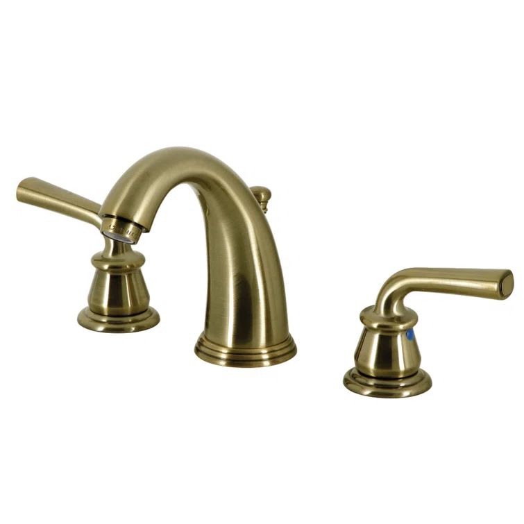 Antique Brass Widespread Bathroom Faucet with Lever Handles