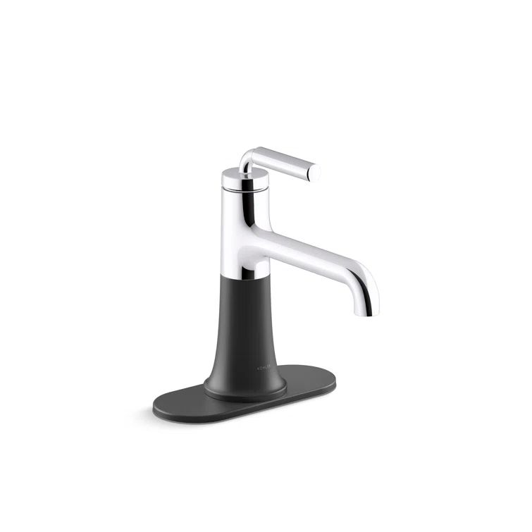 Tone Midcentury Modern Single-Handle Chrome & Matte Black Bathroom Faucet