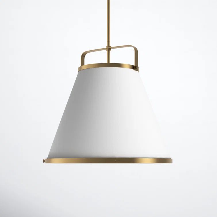 Lacquered Brass 3-Light LED Globe Pendant with Off-White Shade