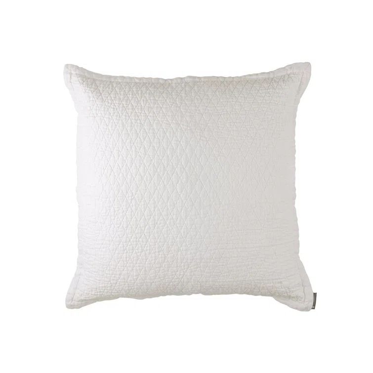 White Quilted European Medium Pillow with Cotton Blend Cover