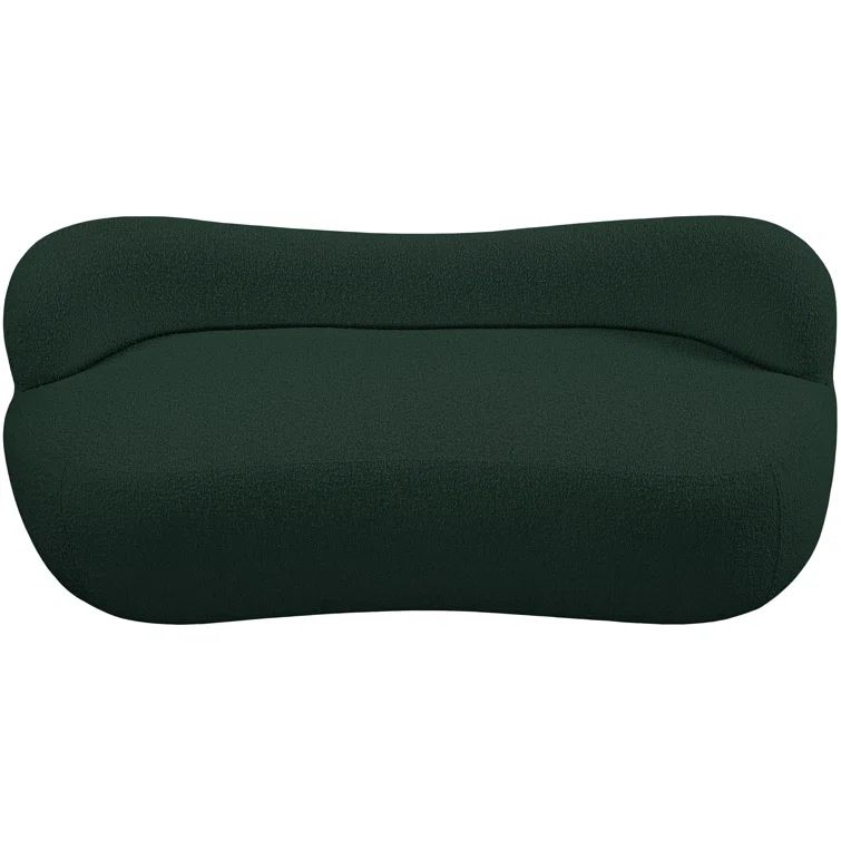 Jimmey Green Boucle Fabric Curved Back Bench