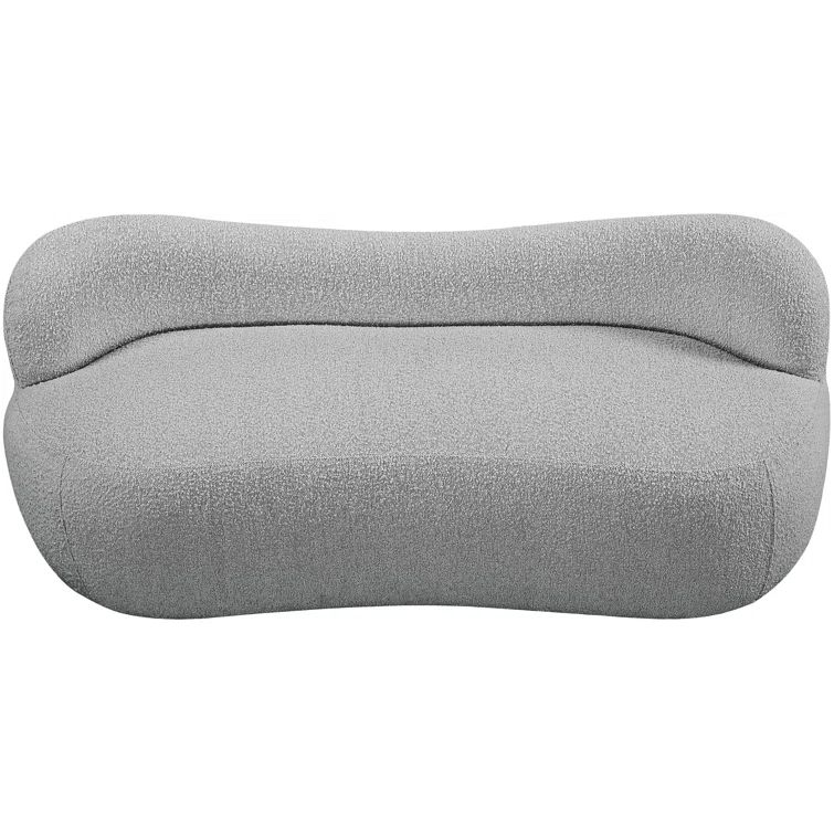 Flair Gray Boucle Fabric Curved Back Bench