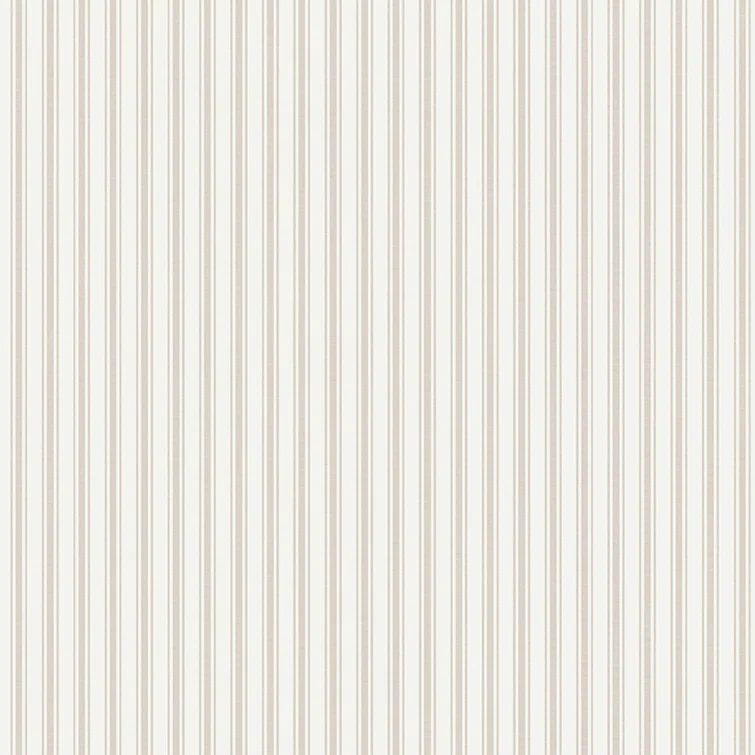 Sand Beige Cotton Linen Stripe Wallpaper
