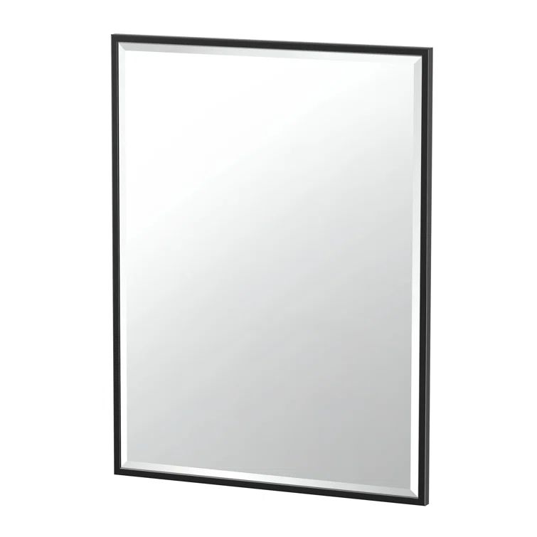 Matte Black Rectangular Framed Wall Mirror with Beveled Edges