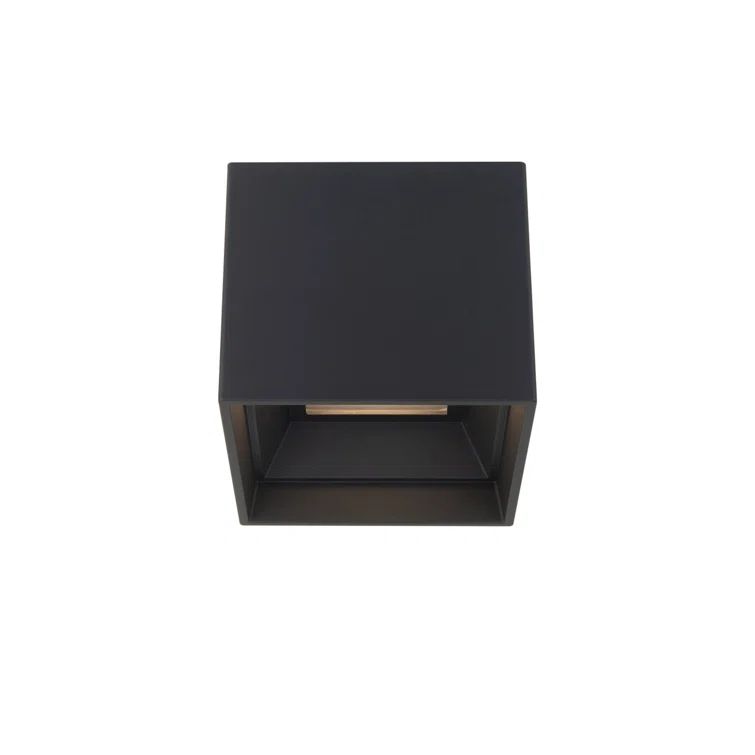 Downtown Sleek Black Aluminum LED Flush Mount for Indoor/Outdoor