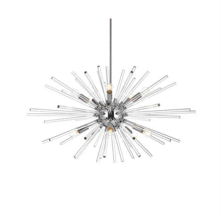 Sienna 32" Chrome Crystal Rod Modern Pendant Light