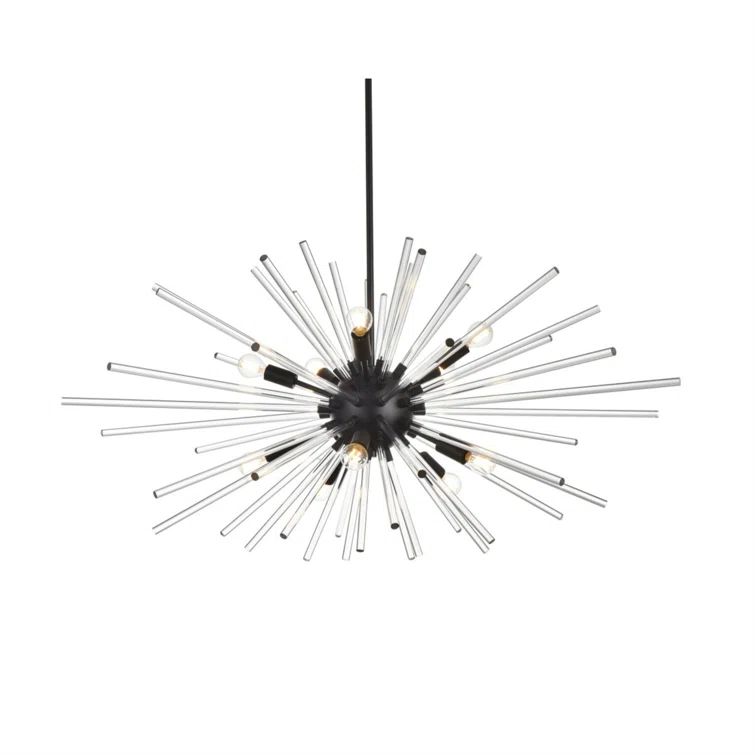 Sienna 42-Inch Black Crystal Rod Pendant Light