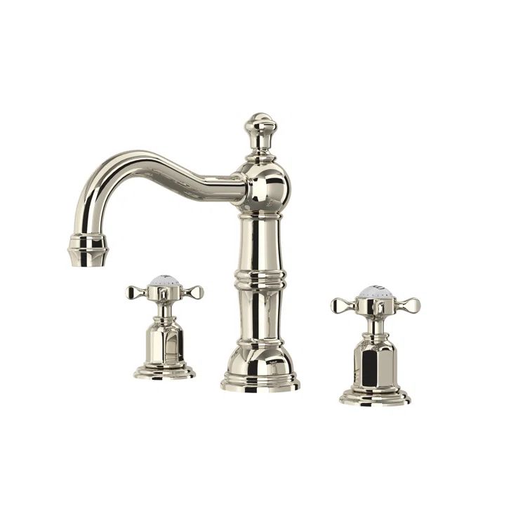 Polished Nickel Widespread Bathroom Faucet with Brass Handles