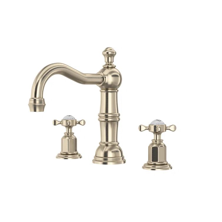 Polished Nickel Brass Traditional Widespread Bathroom Faucet