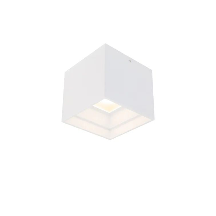 Downtown Sleek White LED Flush Mount for Indoor/Outdoor Use