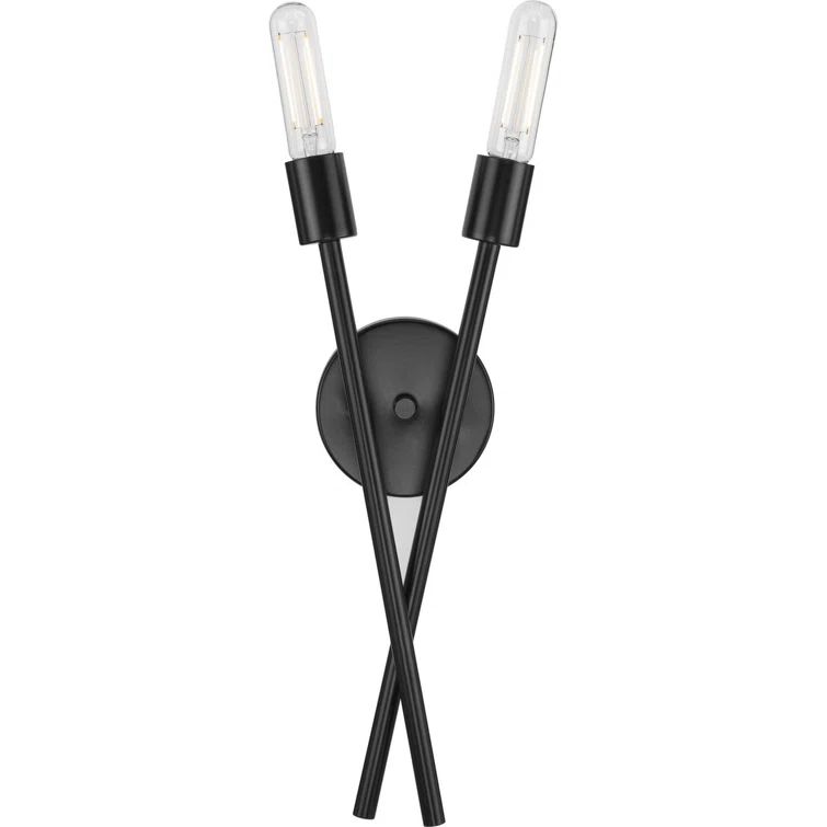Astra Matte Black Steel 2-Light Wall Sconce