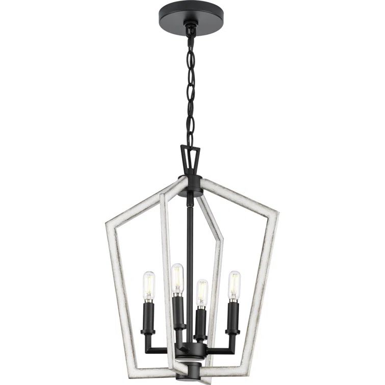 Matte Black 4-Light Candelabra Chandelier with Adjustable Chain