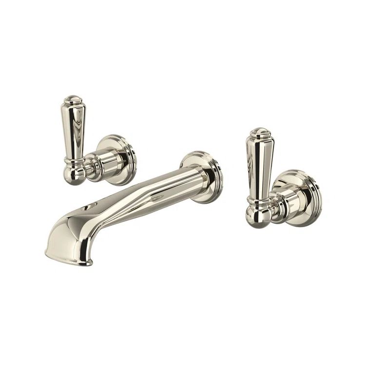 Polished Nickel Wall Mounted Widespread Faucet