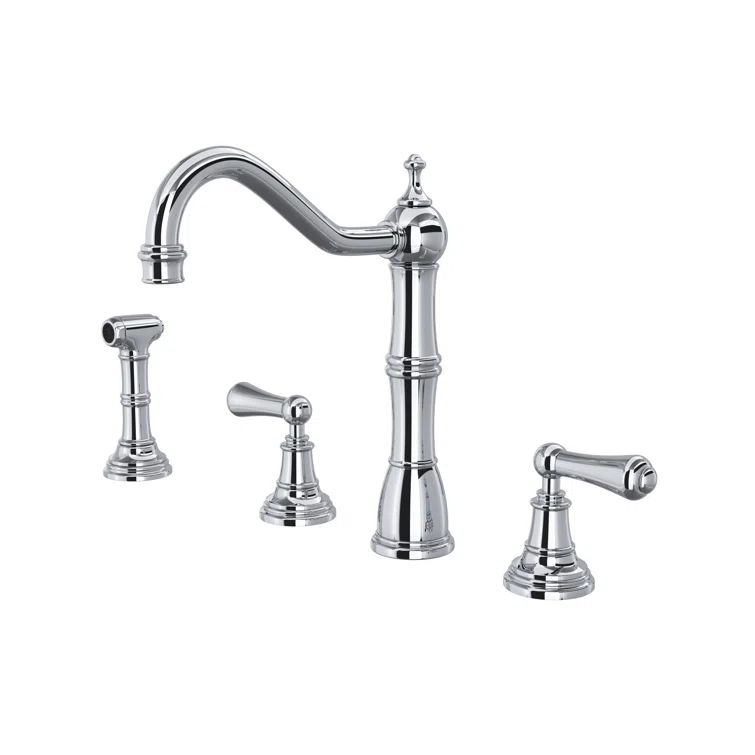 Classic Edwardian 10.5" Polished Nickel Kitchen Faucet with Sidespray
