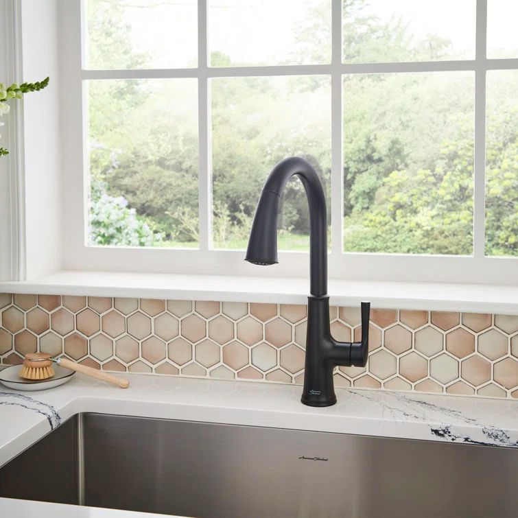 Matte Black Single Handle Pull-Down Kitchen Faucet with Spray