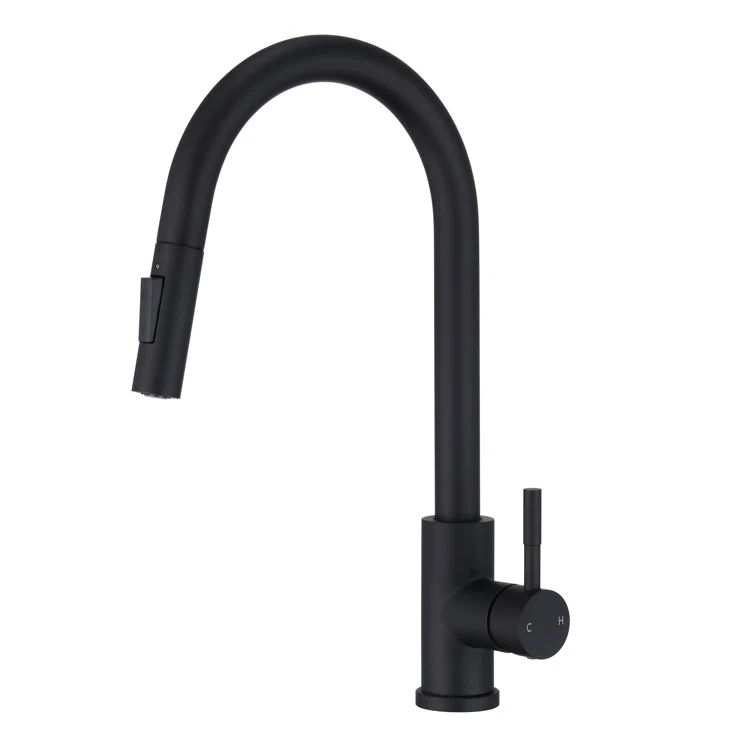 Matte Black Stainless Steel Pull-Out Spray Kitchen Faucet