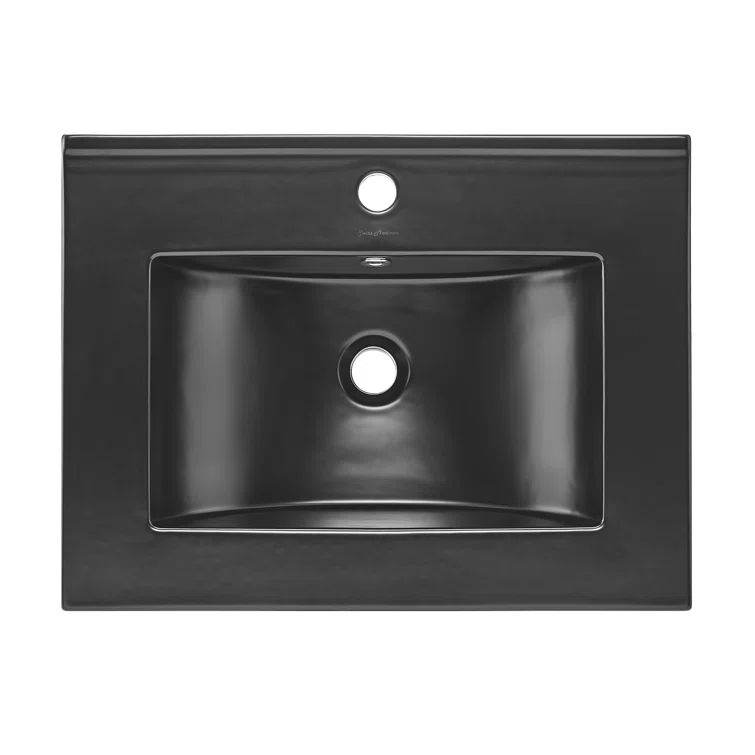 Matte Black Ceramic 24" Vanity Top Bathroom Sink