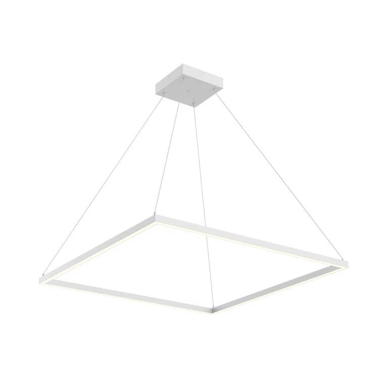 Piazza White LED Square Aluminum Chandelier 35.38"