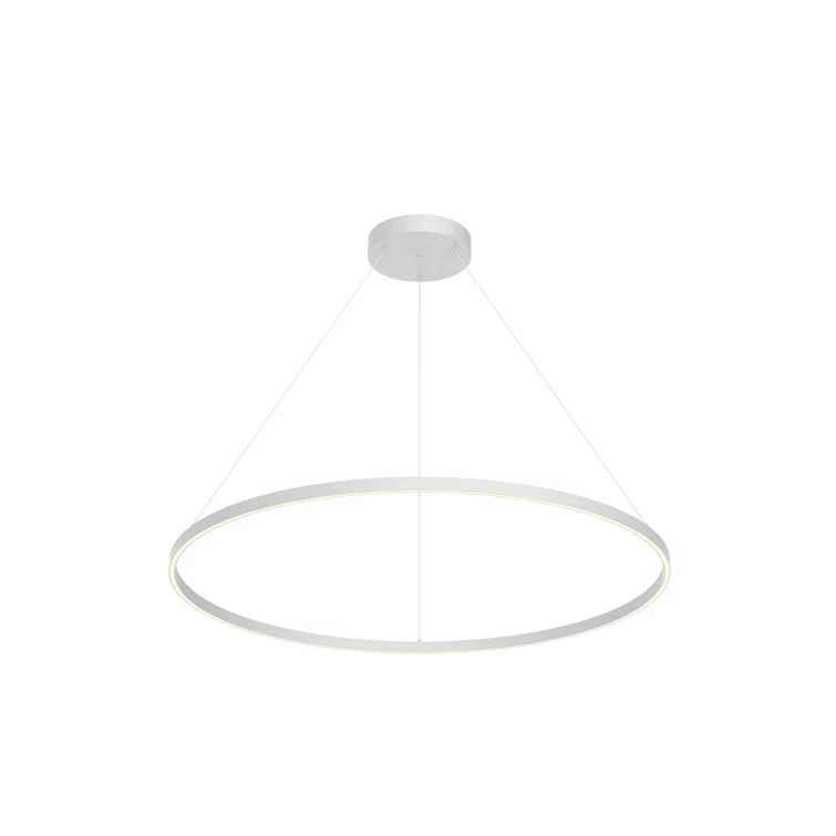 Cerchio Sleek White Aluminum LED Chandelier 47"