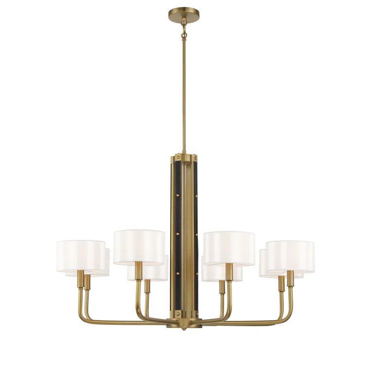 Chelsea Soft Brass 8-Light Chandelier with White Silk Shades